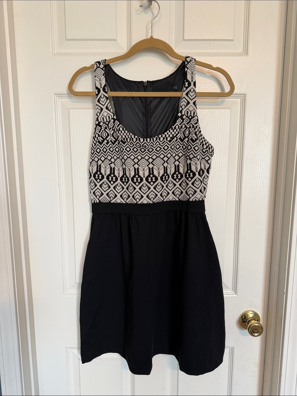 Cynthia Rowley Black and White Geometric Sleeveless Dress